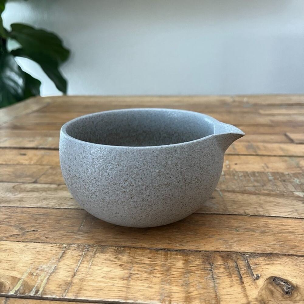 Speckled Matte Gray Ceramic Matcha Bowl Pouring Spout 5"